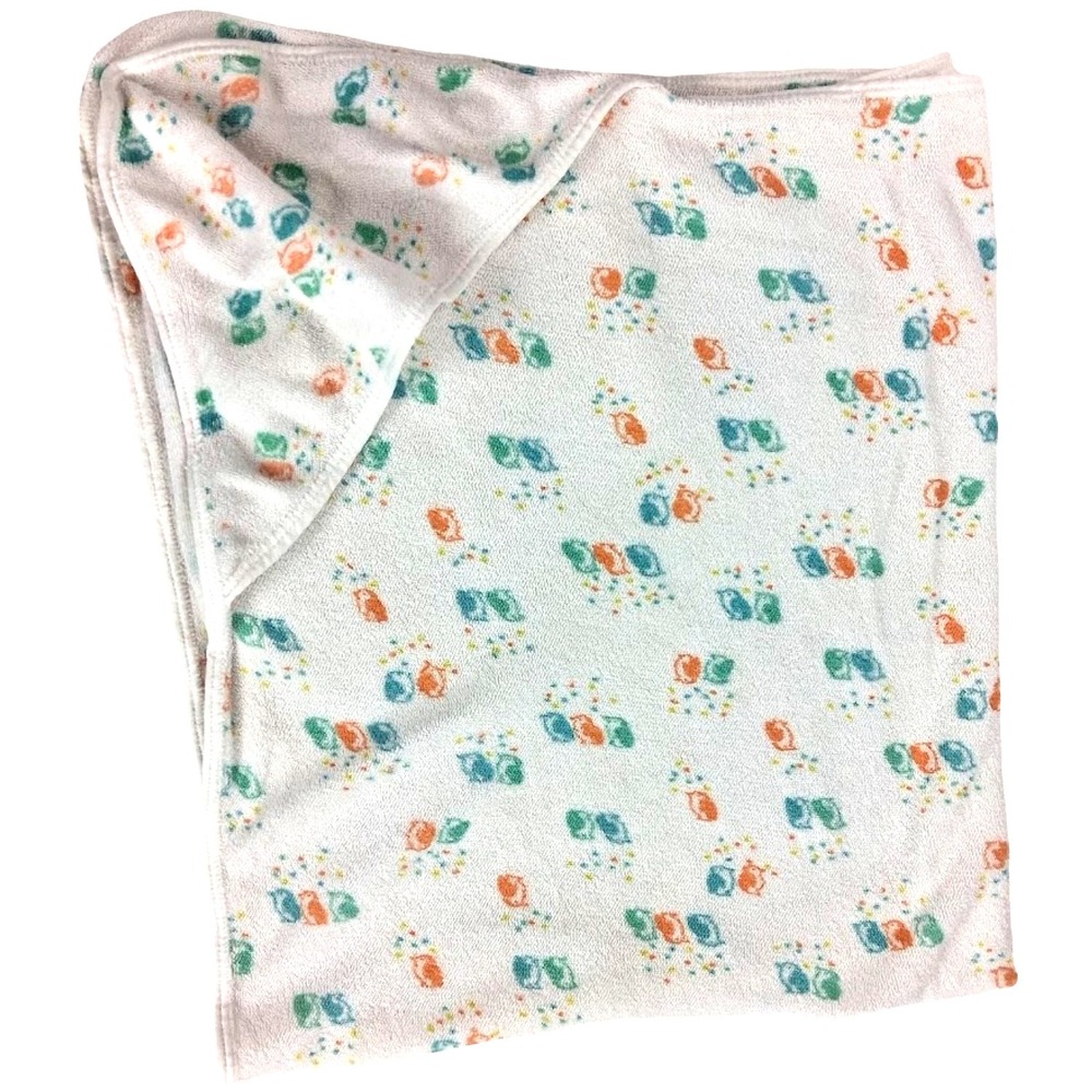 VTG Carter's Birds Hooded Baby Towel White Orange‎ Blue Green Terry Unisex Lovey